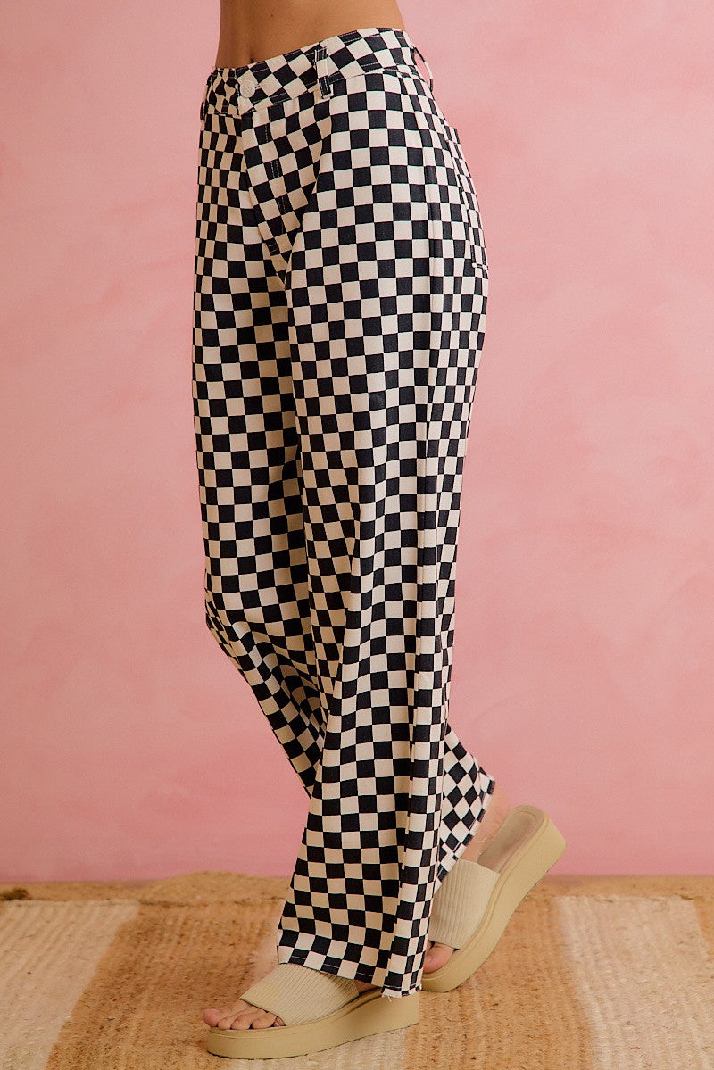 Checker Lane Cotton Pants in Black - product photo 6