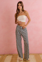Checker Lane Cotton Pants in Black - product photo 9