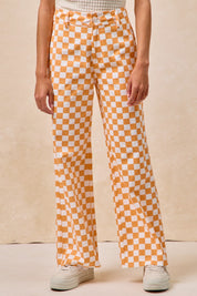 Checker Lane Cotton Pants in Orange - product photo 1