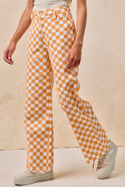 Checker Lane Cotton Pants in Orange - product photo 2