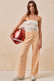 Checker Lane Cotton Pants in Orange - product photo 3