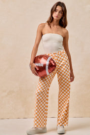 Checker Lane Cotton Pants in Orange - product photo 4