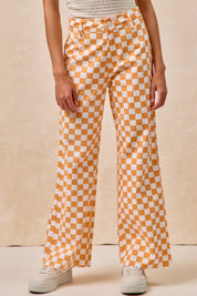 Checker Lane Cotton Pants in Orange - product photo 5