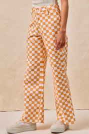 Checker Lane Cotton Pants in Orange - product photo 6