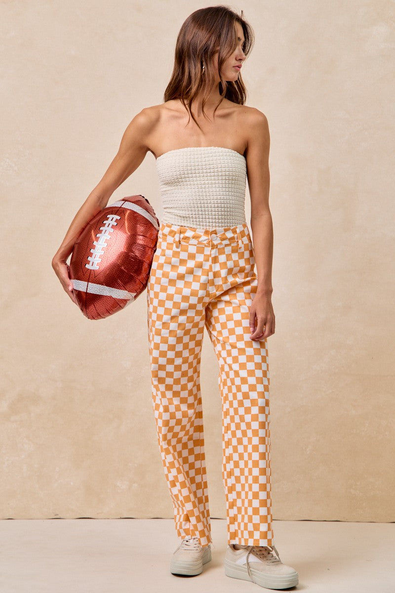 Checker Lane Cotton Pants in Orange - product photo 7
