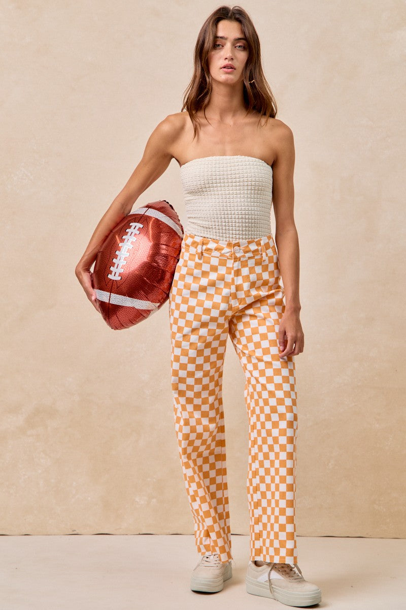 Checker Lane Cotton Pants in Orange - product photo 8