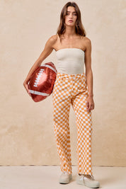 Checker Lane Cotton Pants in Orange - product photo 8