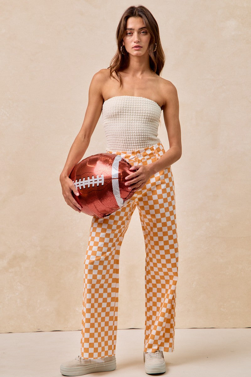 Checker Lane Cotton Pants in Orange - product photo 9