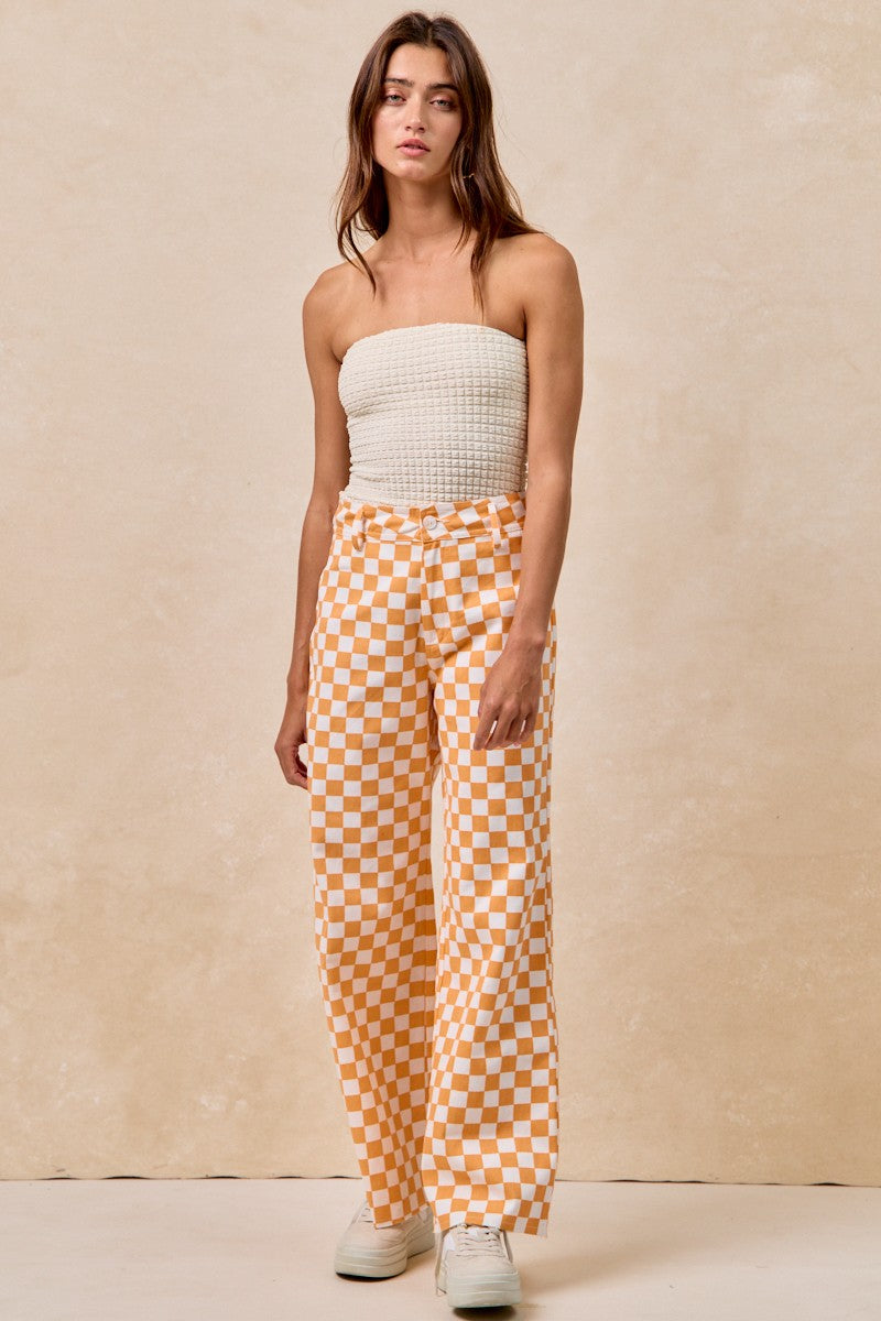 Checker Lane Cotton Pants in Orange - product photo 12