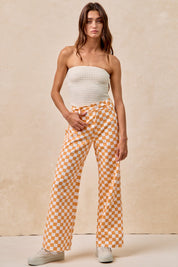 Checker Lane Cotton Pants in Orange - product photo 13