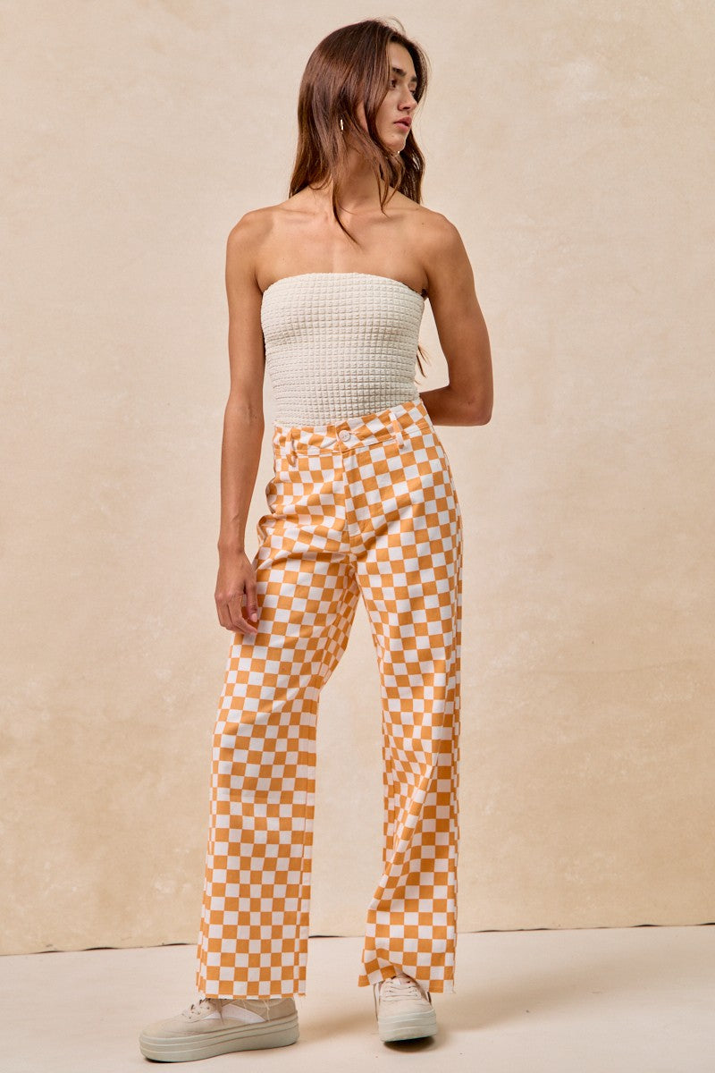 Checker Lane Cotton Pants in Orange - product photo 14