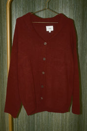Cheers to That Collared Knit Cardigan in Crimson — product photo 05