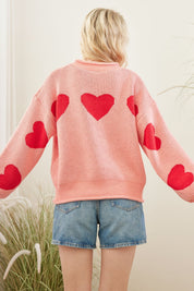 Cherry Coast Heart Patched Loose Fit Sweater - Westly