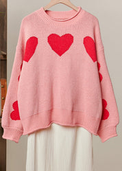 Cherry Coast Heart Patched Loose Fit Sweater - Westly