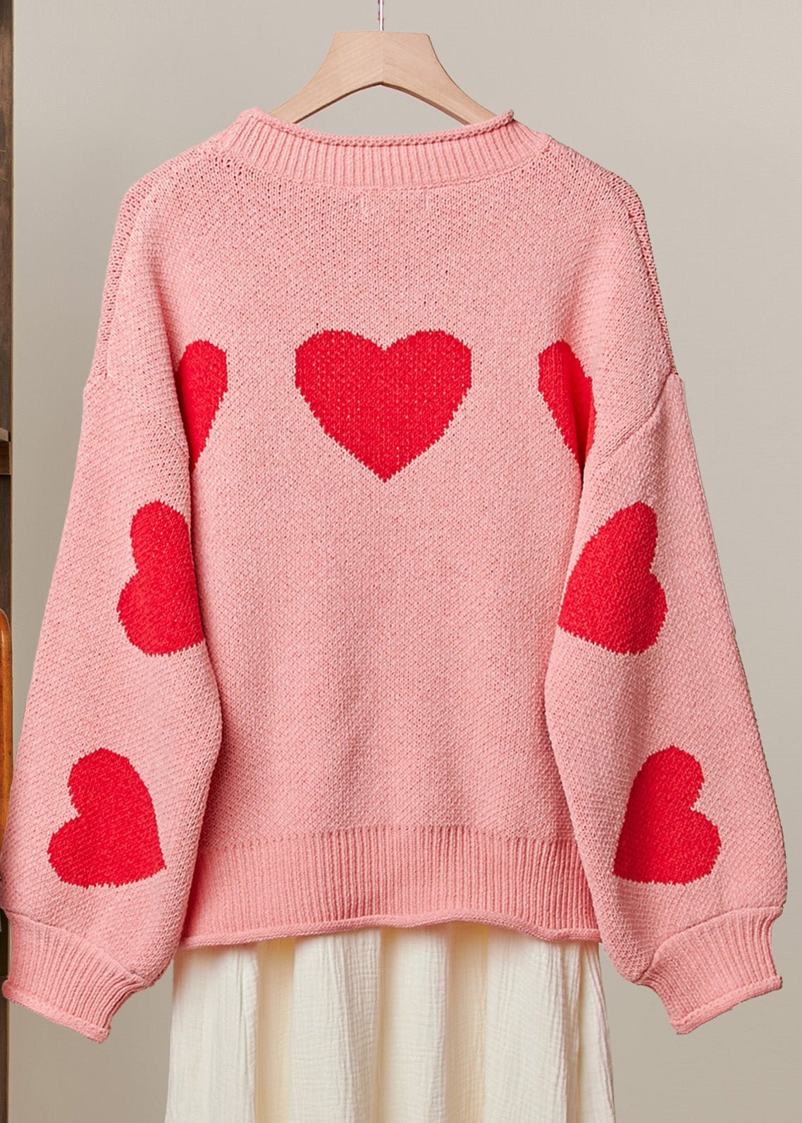 Cherry Coast Heart Patched Loose Fit Sweater - Westly