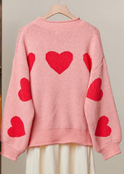 Cherry Coast Heart Patched Loose Fit Sweater - Westly