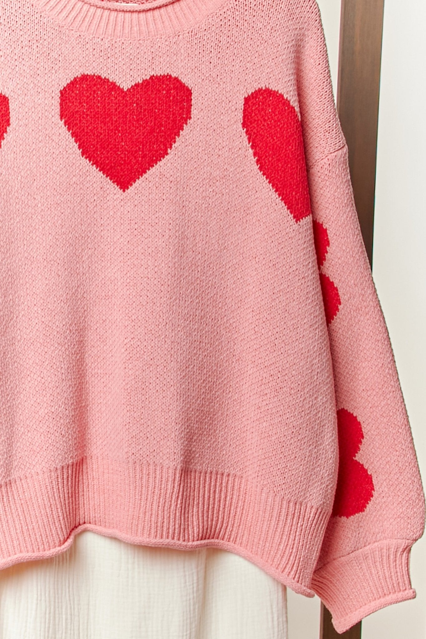 Cherry Coast Heart Patched Loose Fit Sweater - Westly