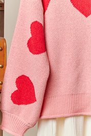 Cherry Coast Heart Patched Loose Fit Sweater - Westly