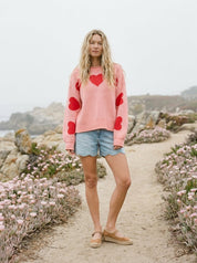 Cherry Coast Heart Patched Loose Fit Sweater - Westly