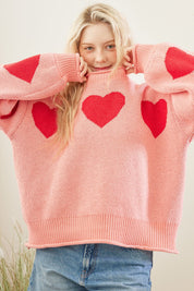 Cherry Coast Heart Patched Loose Fit Sweater - Westly