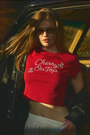 Cherry Jubilee Embroidered Baby Tee - Westly