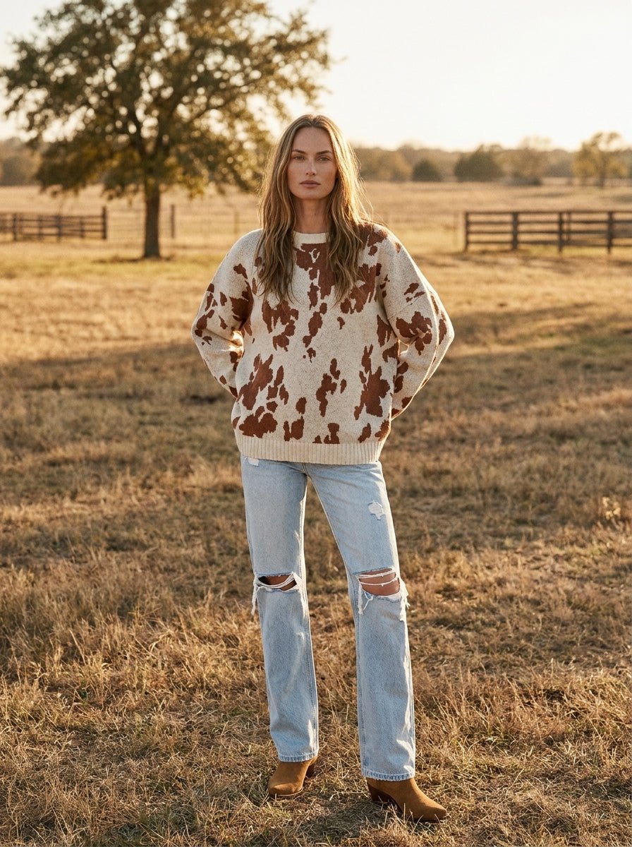 Cheyenne Animal Print Knit Sweater - Westly