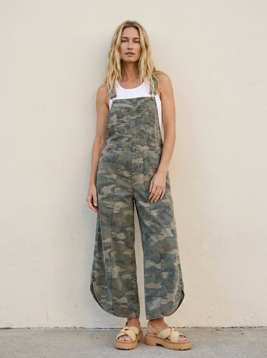 Chloe Tulip Washed Camo Relaxed Fit Overalls - Westly