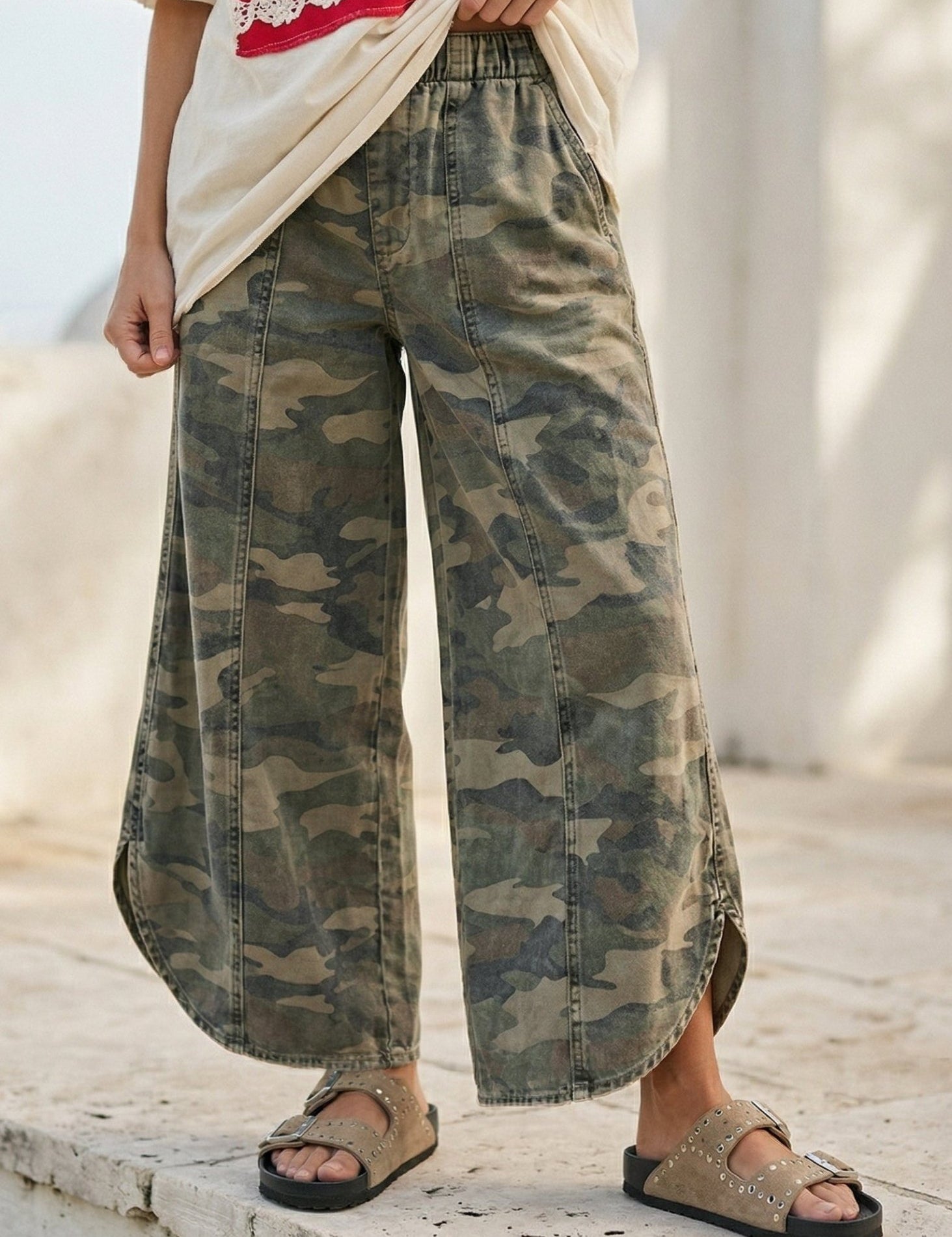 Chloe Tulip Washed Camo Relaxed Fit Pants - Westly