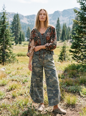 Chloe Tulip Washed Camo Relaxed Fit Pants - Westly