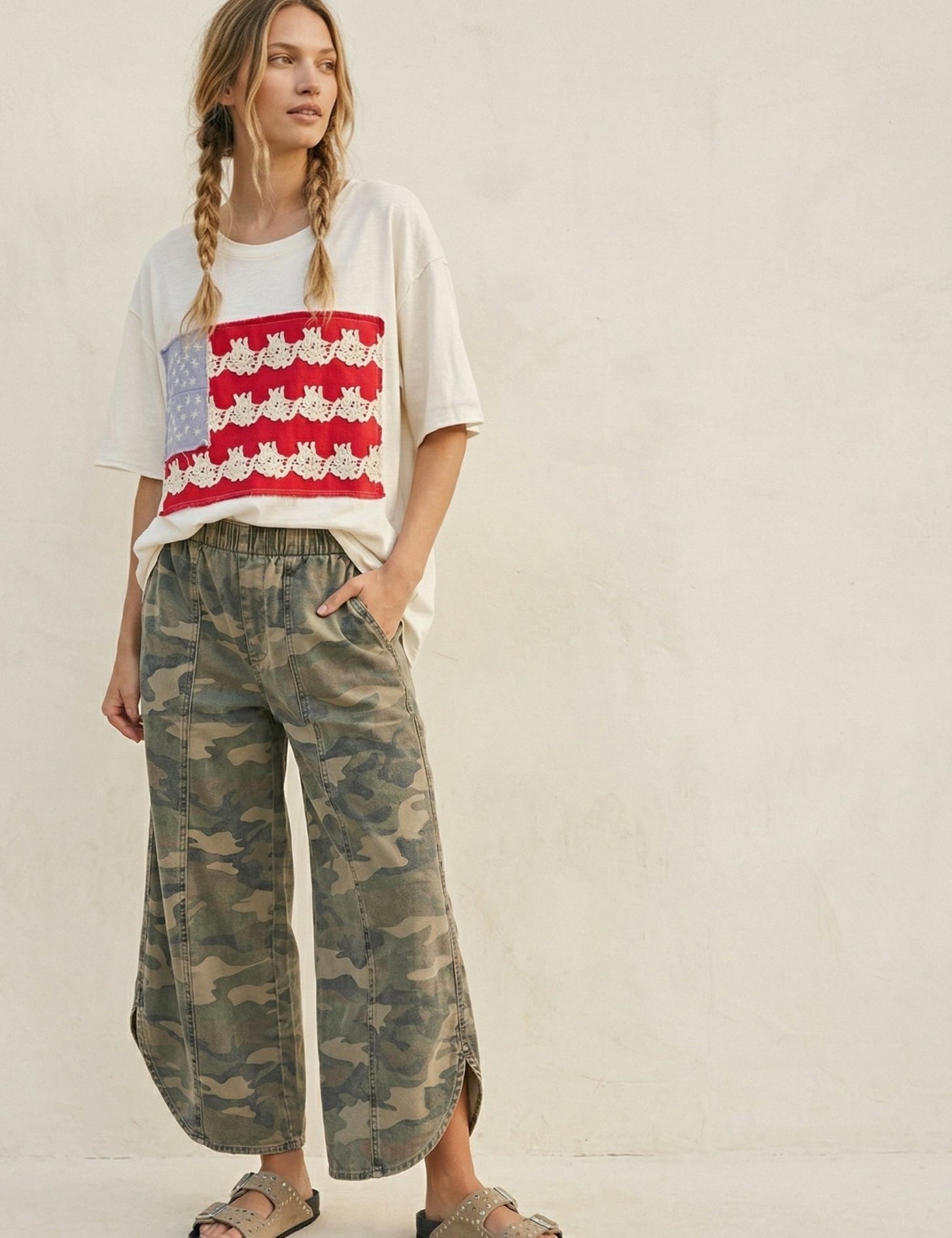 Chloe Tulip Washed Camo Relaxed Fit Pants - Westly