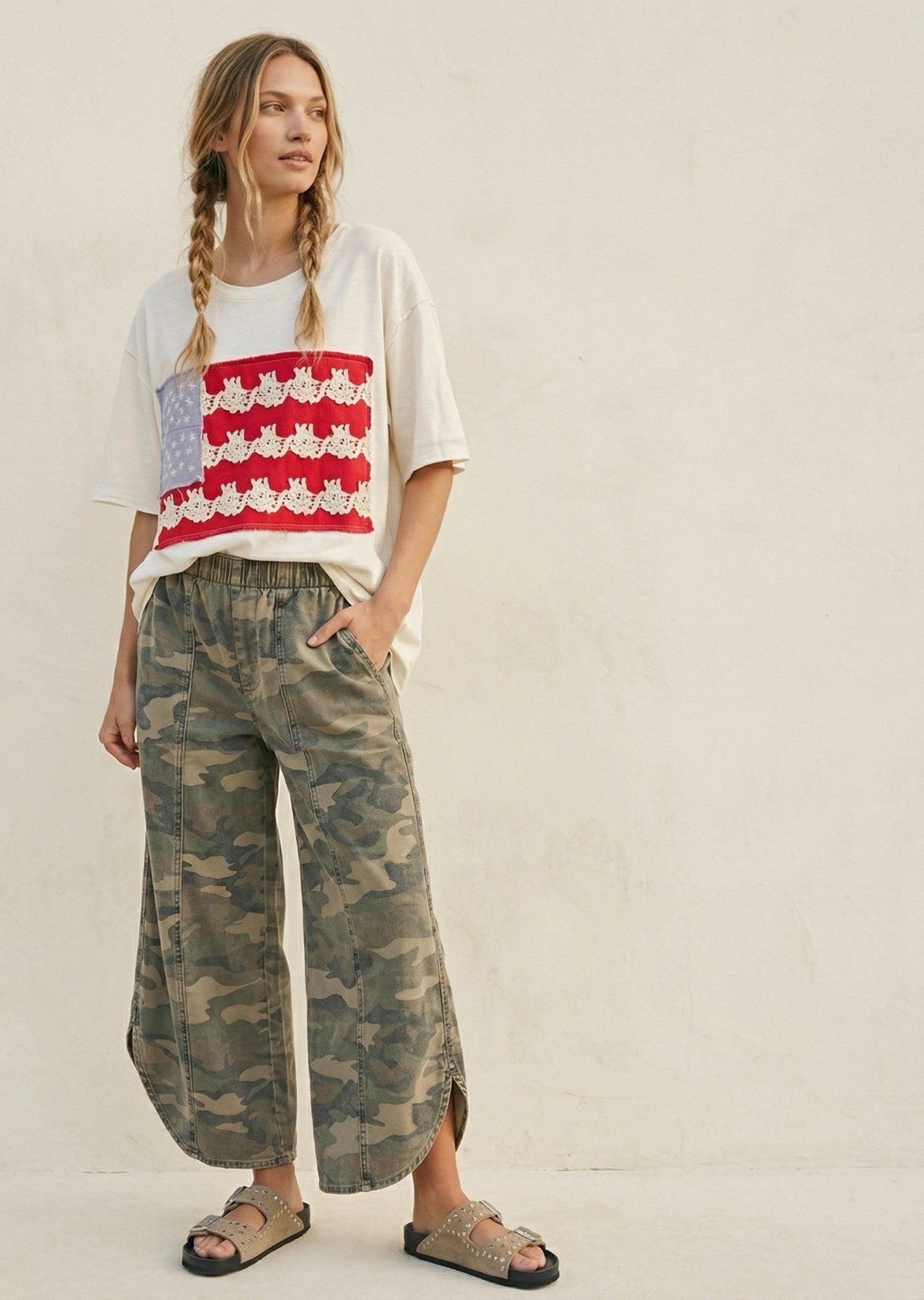 Chloe Tulip Washed Camo Relaxed Fit Pants - Westly