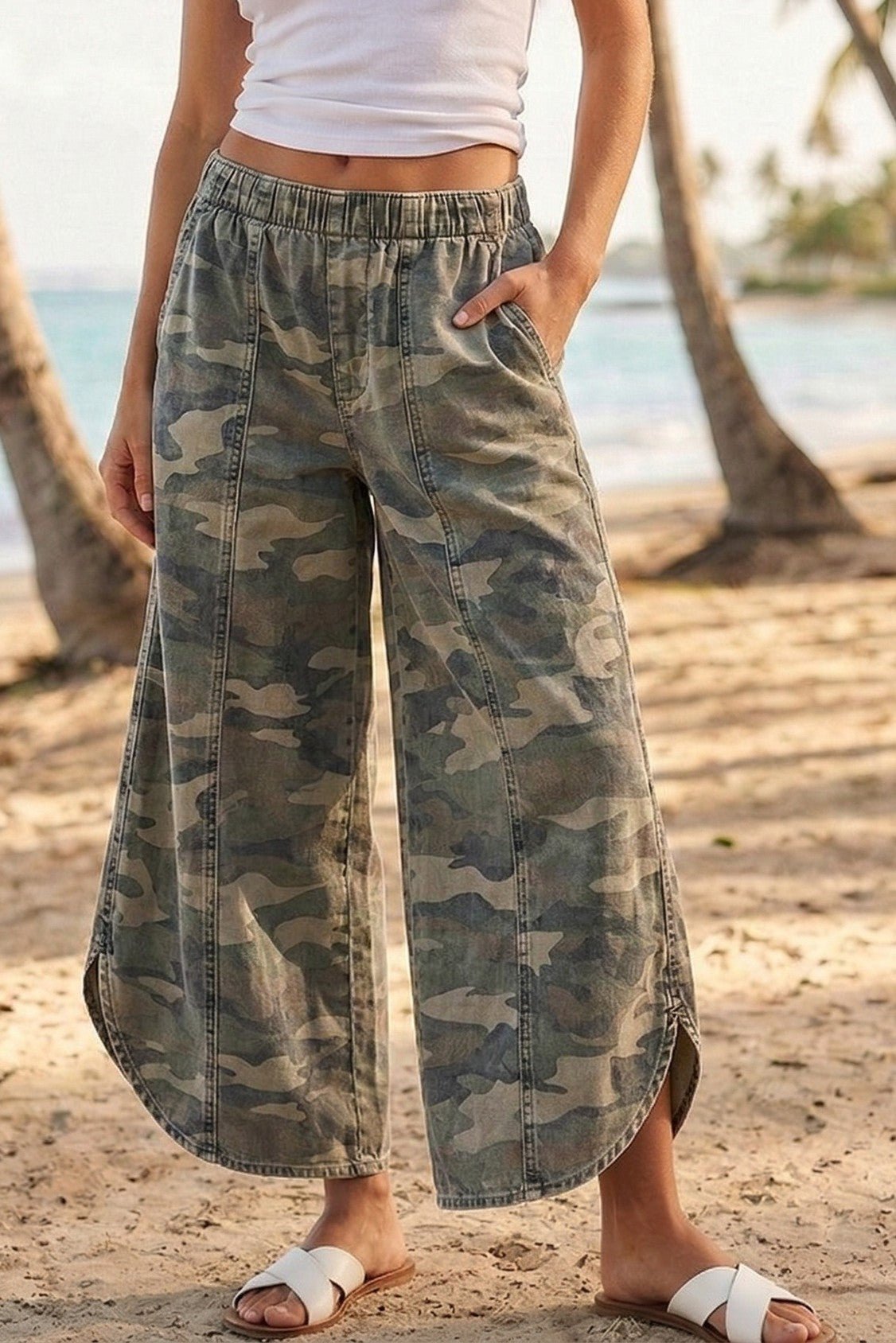 Chloe Tulip Washed Camo Relaxed Fit Pants - Westly