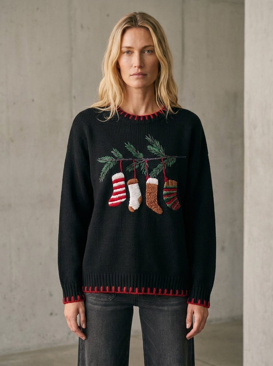 Christmas Eve Embroidered Oversized Sweater - Westly