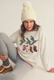 Christmas Eve Embroidered Oversized Sweater - Westly