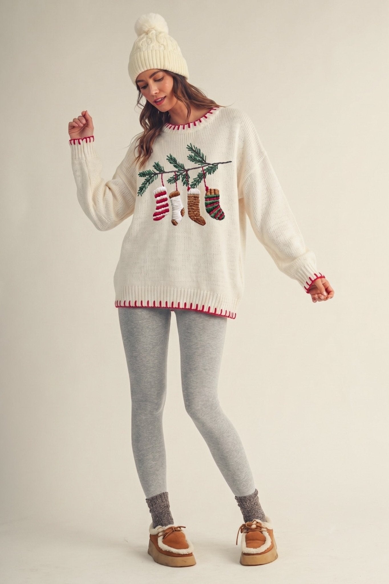 Christmas Eve Embroidered Oversized Sweater - Westly