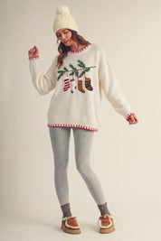 Christmas Eve Embroidered Oversized Sweater - Westly
