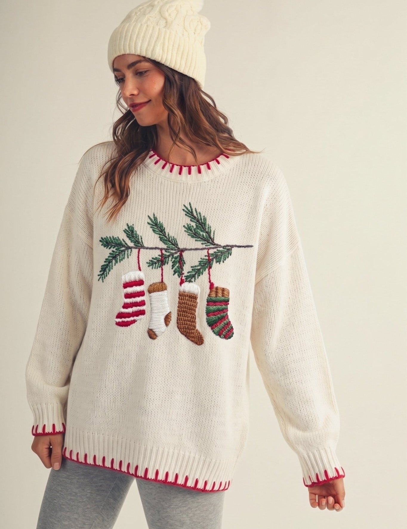 Christmas Eve Embroidered Oversized Sweater - Westly