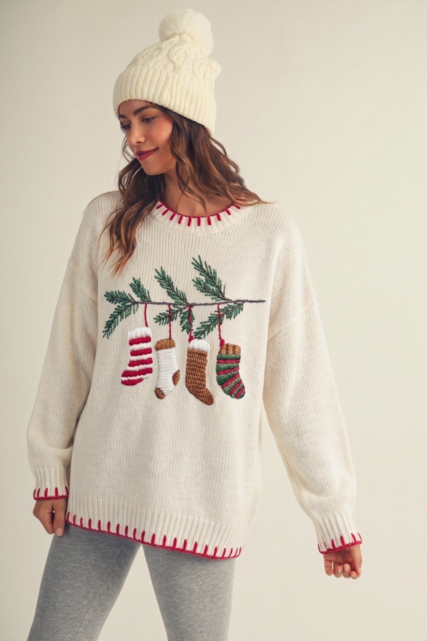 Christmas Eve Embroidered Oversized Sweater - Westly