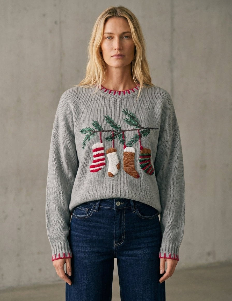 Christmas Eve Embroidered Oversized Sweater - Westly