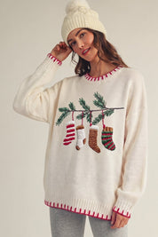 Christmas Eve Embroidered Oversized Sweater - Westly