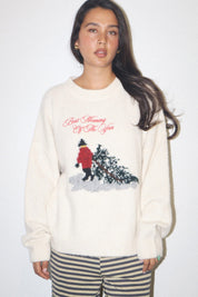 Christmas Morning Holiday Knit Sweater - Cream
