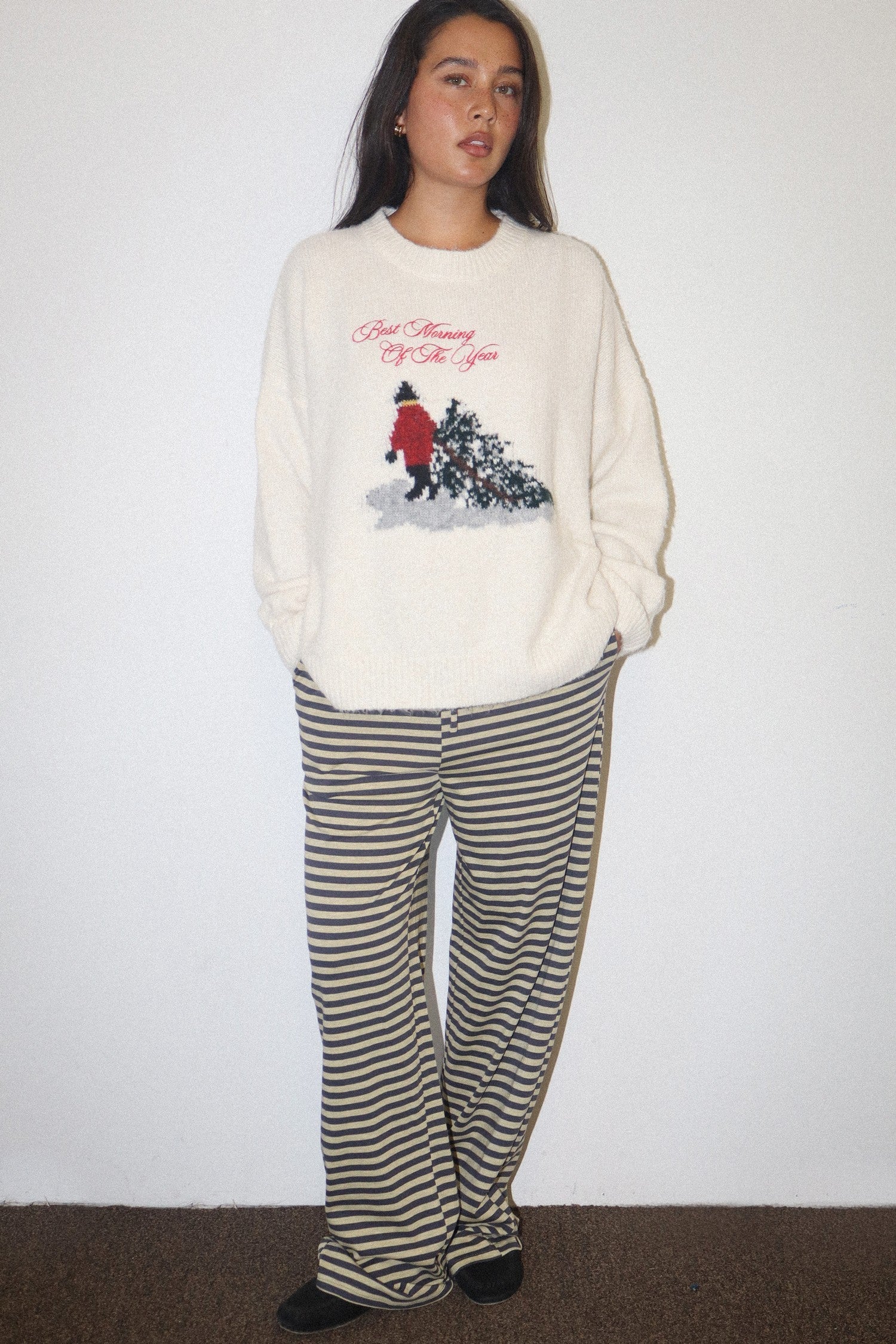 Christmas Morning Holiday Knit Sweater - Cream