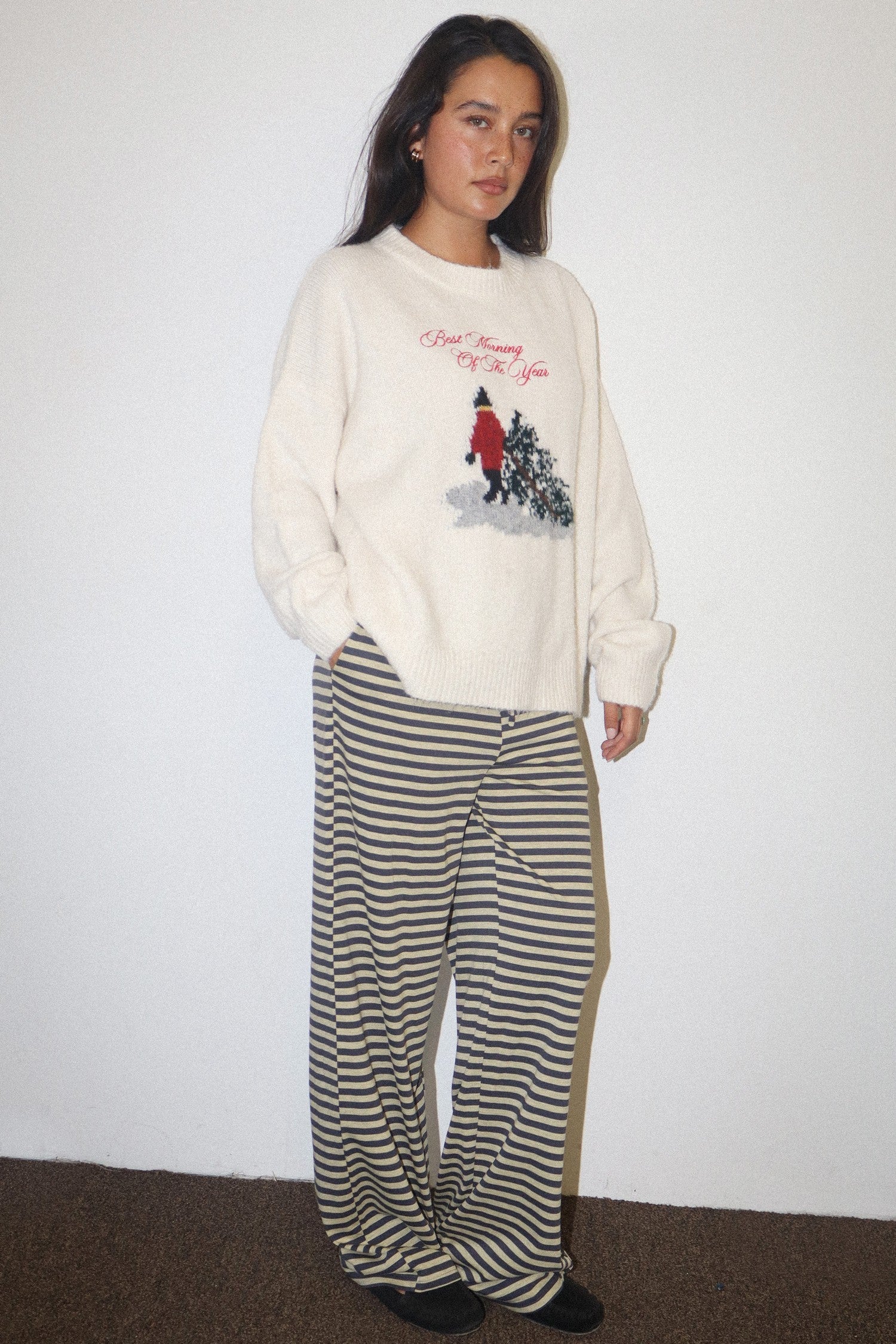 Christmas Morning Holiday Knit Sweater - Cream