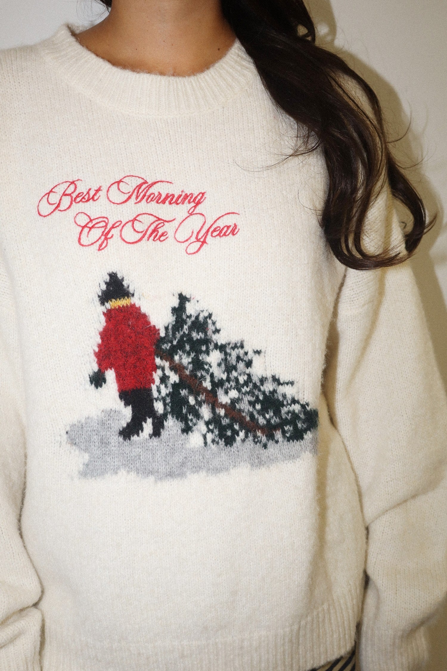 Christmas Morning Holiday Knit Sweater - Cream
