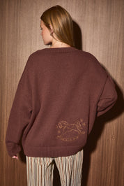 Christmas Postcard Embroidered Knit Sweater in Brown — product photo 03