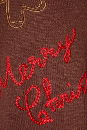 Christmas Postcard Embroidered Knit Sweater in Brown — product photo 05