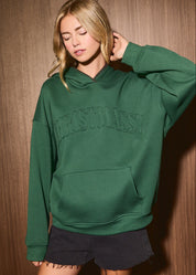 Christmassy Embroidered Whipstitch Hoodie in Dark Green — product photo 01