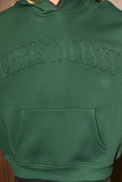 Christmassy Embroidered Whipstitch Hoodie in Dark Green — product photo 06