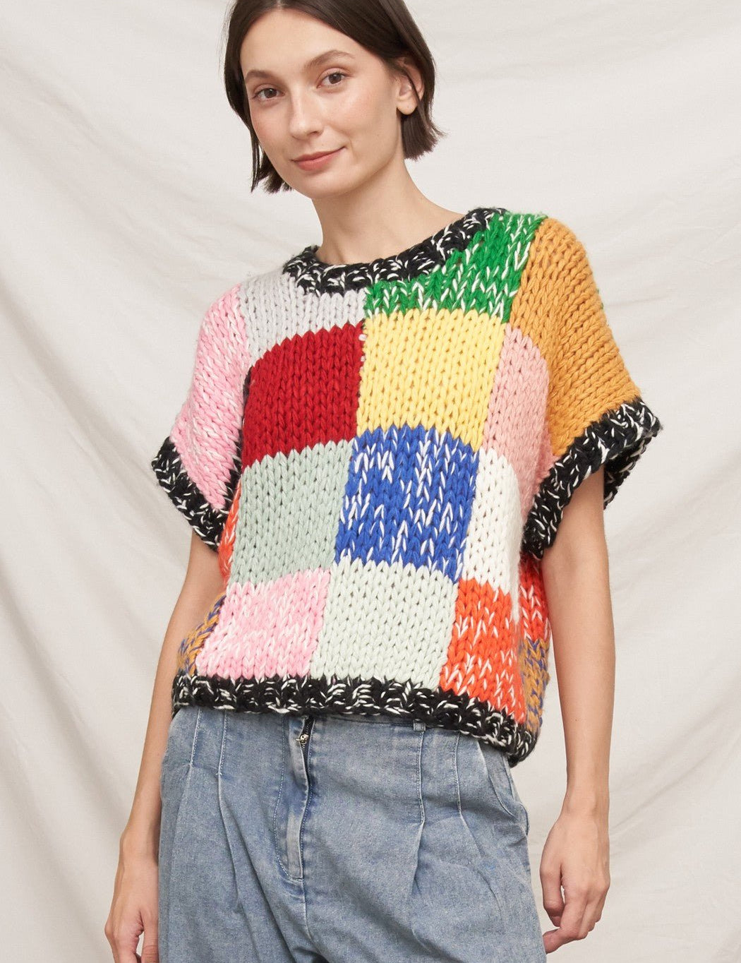 Chromatic Patchwork Knit Top - Westly