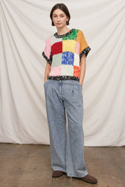 Chromatic Patchwork Knit Top - Westly